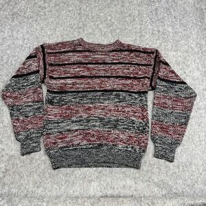 Vintage Hill & Archer Sweater Mens Large Red Black Gray Marled Crewneck 90s